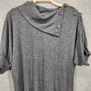 Toto Collection Womens Sz 3XL Vtg Made in USA Gray Knit Short Sleeve Tunic Dress